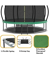 Streamdale Furniture 12-Foot Green Trampoline with Safety Net and Basketball Accessories