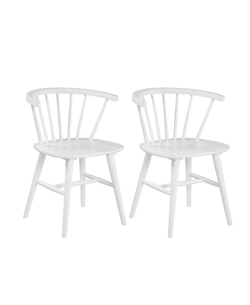 Streamdale Furniture Contemporary Wooden Spindle Back Dining Chairs, Windsor Chairs, Set of 2, White