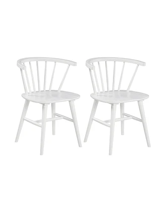 Simplie Fun Contemporary Wooden Spindle Back Dining Chairs, Windsor Chairs, Set of 2, White