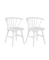 Simplie Fun Contemporary Wooden Spindle Back Dining Chairs, Windsor Chairs, Set of 2, White