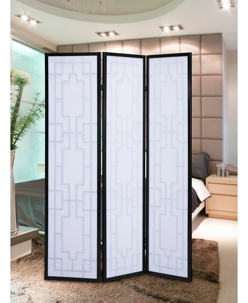 Simplie Fun Sudoku 3 Panel Room Divider Screen, Black