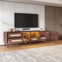 Streamdale Furniture Multifunctional Tv Stand with Rattan Drawers and Ample Storage