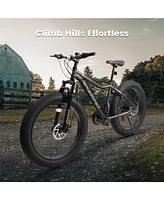 Simplie Fun Conquer Any Terrain with 26" Fat Tire Bike, 100mm Suspension, 85% Assembled