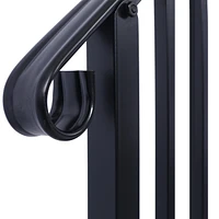 Durable Steel Pipe 3-Step Handrail for Concrete Steps, Black