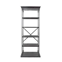 Industrial Pipe Bookcase with Firwood Shelves and Durable Iron Frame