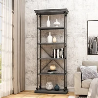 Streamdale Furniture Industrial Pipe Bookcase with Firwood Shelves and Durable Iron Frame