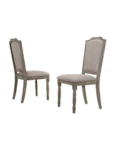 Streamdale Furniture Wood Pedestal Dining Chair in Reclaimed Gray, Set of 2