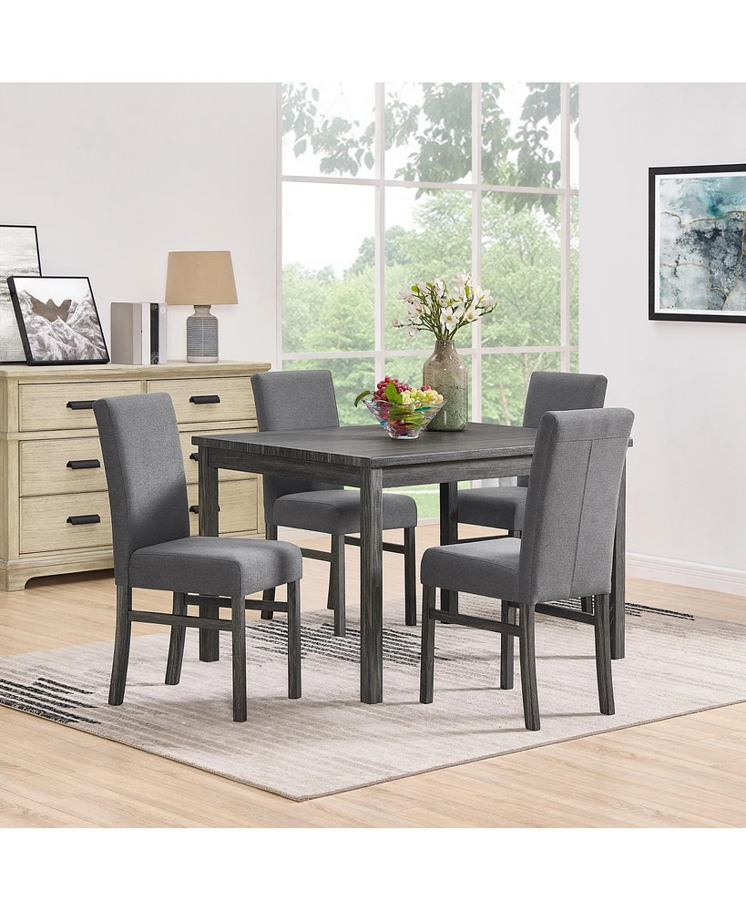 Simplie Fun Modern Dining Table and 4 Chairs Set with Upholstered Seats and Sturdy Wood Legs