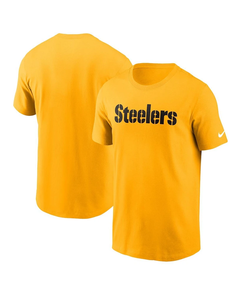 Nike Men's Gold Pittsburgh Steelers Primetime Wordmark Essential T-Shirt