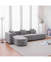 Modern L shape boucle Sofa with curved seat (facing left)