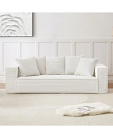 Streamdale Furniture Chic Corduroy Sofa with 5 Toss Pillows Luxurious Comfort, Sleek Design