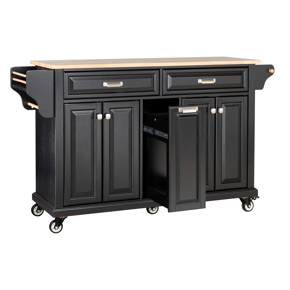Streamdale Furniture Cambridge Natural Wood Top Kitchen Island with Storage