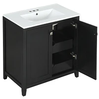 Streamdale Furniture 30" Freestanding Shaker Style Bathroom Vanity Combo with Ceramic Sink