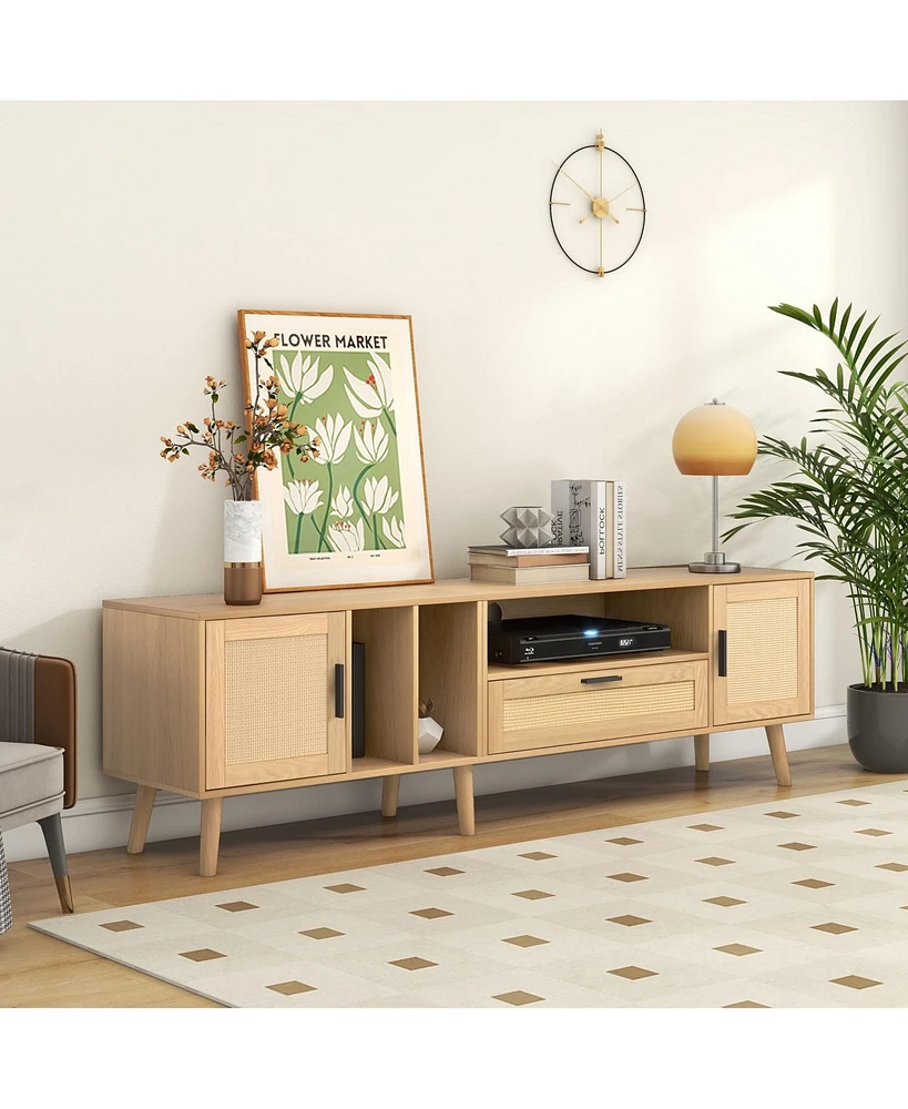 Simplie Fun Elegant Multifunctional Tv Stand with Concealed Storage and Cable Management