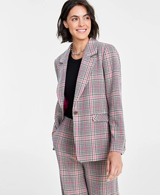 On 34th Women's Plaid Boyfriend Blazer, Created for Macy's