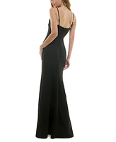 City Studios Juniors' Rhinestone-Embellished Illusion-Neck Gown