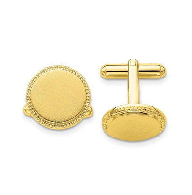 Diamond2Deal Kelly Waters Gold-plated Satin Florentine Round Beaded Cuff Links