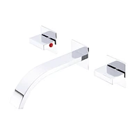 Sumerain Wall Mount Lavatory Faucet Two Handle Bathroom Faucet Brass Chrome