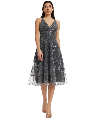 Dress the Population Women's Elisa Sequined Fit & Flare Dress