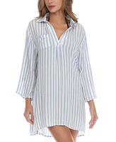 Raviya Women's Striped Swim Cover-Up Tunic