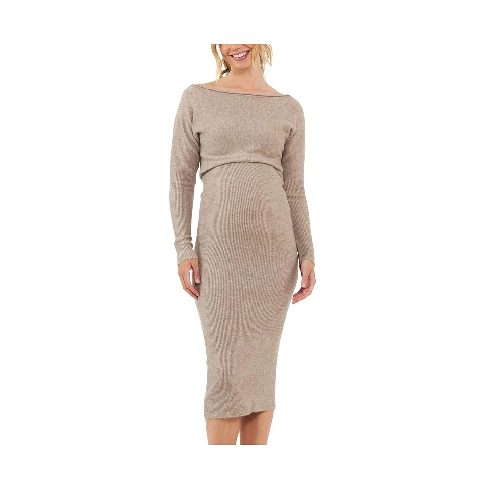 Ripe Maternity Tobie Off Shoulder Knit Dress