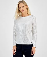 Tommy Hilfiger Women's Metallic Long-Sleeve Top