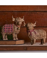 Slickblue Set of 2 Highland Cow Winter Figurines Seasonal Decor for Home