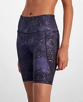 Id Ideology Women's Midnight Foil Bike Shorts, Created for Macy's