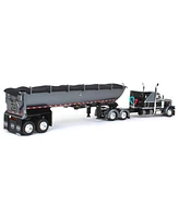 Dcp 1/64 Black & Gray Peterbilt Flattop Sleeper Round Dump Trailer