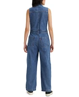 Levi's Women's Cotton Button-Front Sleeveless Jumpsuit