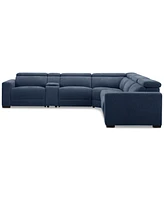 Nevio 6-Pc. Fabric Power Headrest Sectional with Console and 3 Motion Chairs