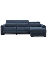 Nevio 3-Pc. Fabric Power Headrest Sectional and Chaise with 2 Motion Chairs