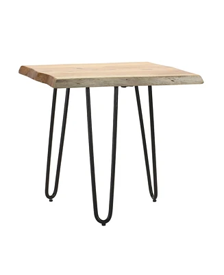 Slickblue Natural Wood Slab Stool Table With Iron Legs 17.75"h