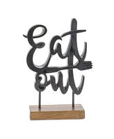 Slickblue Eat Out Kitchen Sentiment Sign with Wood Base 8.75"H