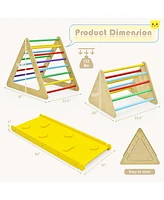 Costway 3 in 1 Kids Climbing Ladder Set 2 Triangle Climbers w/Ramp for Sliding & Climbing