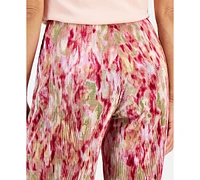 Jm Collection Petite Texture Garden Plisse Pull-On Pants, Created for Macy's