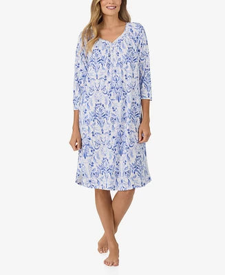 Aria Women's Cotton 3/4-Sleeve Printed Nightgown