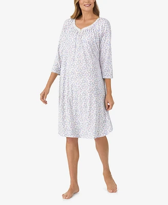 Aria Women's Cotton 3/4-Sleeve Printed Nightgown