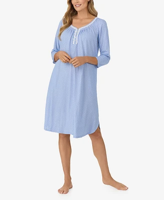 Aria Women's Cotton 3/4-Sleeve Printed Nightgown