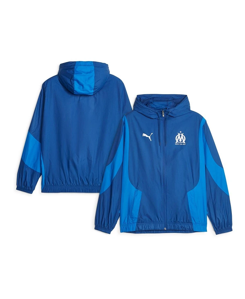 Puma Men's Blue Olympique Marseille 2023/24 Pre-Match Anthem Full-Zip Hoodie Jacket