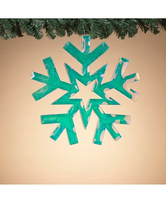 Gerson International 18.3 Inch Lighted Hanging Holographic Snowflake