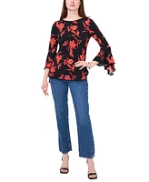 Sam & Jess Petite Floral-Print Bell-Sleeve Top