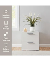 Clara Clark 2-Drawer Wood Bedroom Nightstand with Drawers