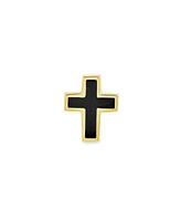 Bling Jewelry Tiny Minimalist Religious Christian 3D Mini Cross Cartilage Ear Lobe Piercing 1 Piece Stud Earring For Women Black Plated14K Yellow Gold