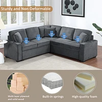 Streamdale Furniture Modern L-Shaped Sofa with Comfy Pull-Out Sleeper