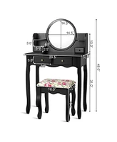 Sugift Makeup Vanity Table Set with 360° Pivoted Round Mirror