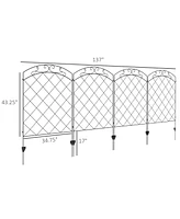 Streamdale Furniture Decorative Garden Fence 4-Panel Black Grid with Arched Vines, Customizable Shapes