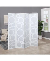 Simplie Fun 4-Panel Wood Room Divider with Circle Pattern, White