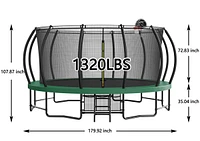 Streamdale Furniture 15FT Pumpkin Trampoline with Basketball Backboard, Safety Net and Storage Bag