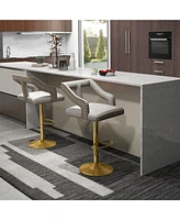 Set of 2 Swivel Bar Stool with Footrest